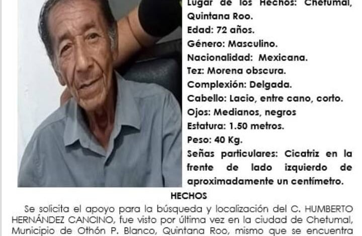Preocupante Desaparición de Anciano en Chetumal